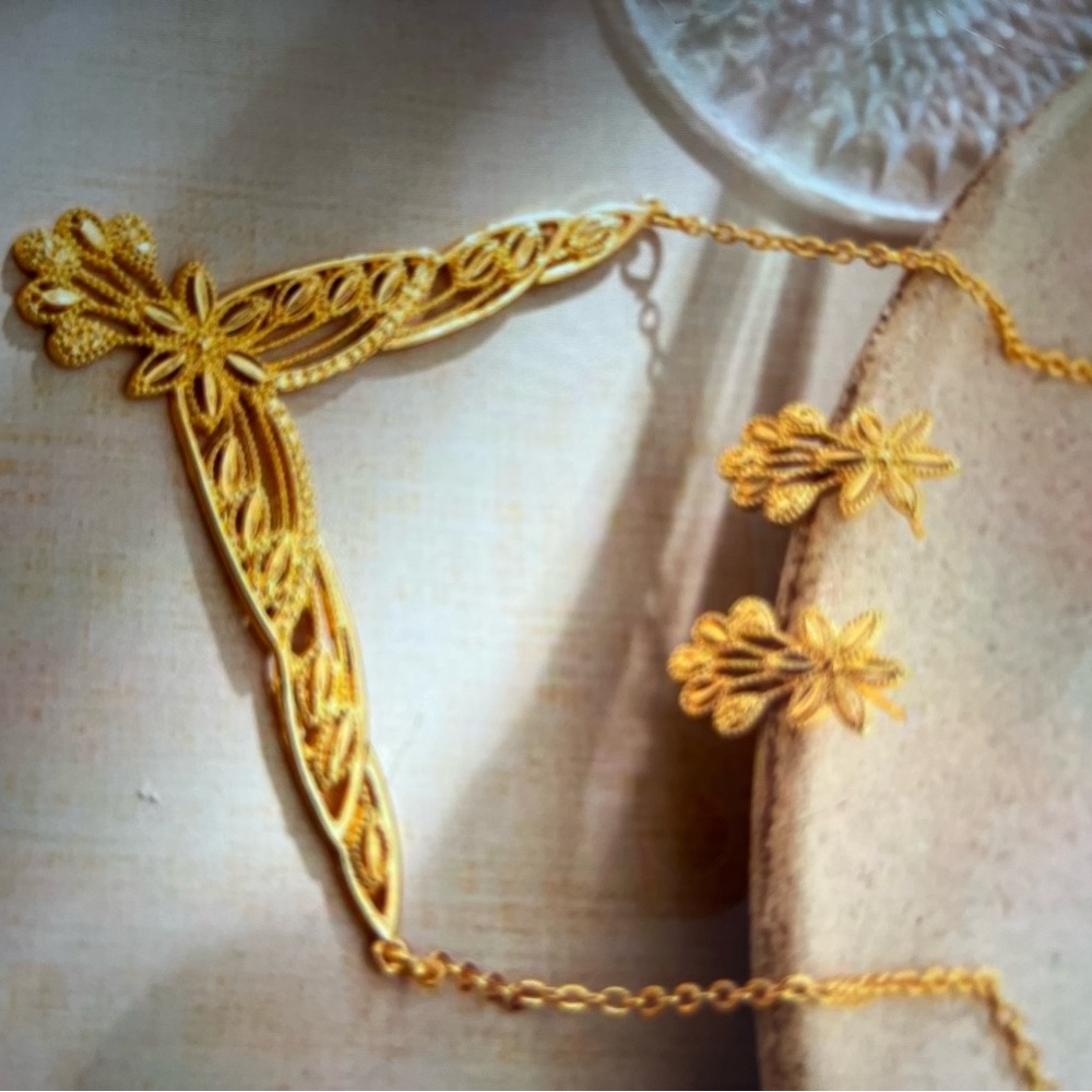 Elegant Gold Necklace and Earring Set